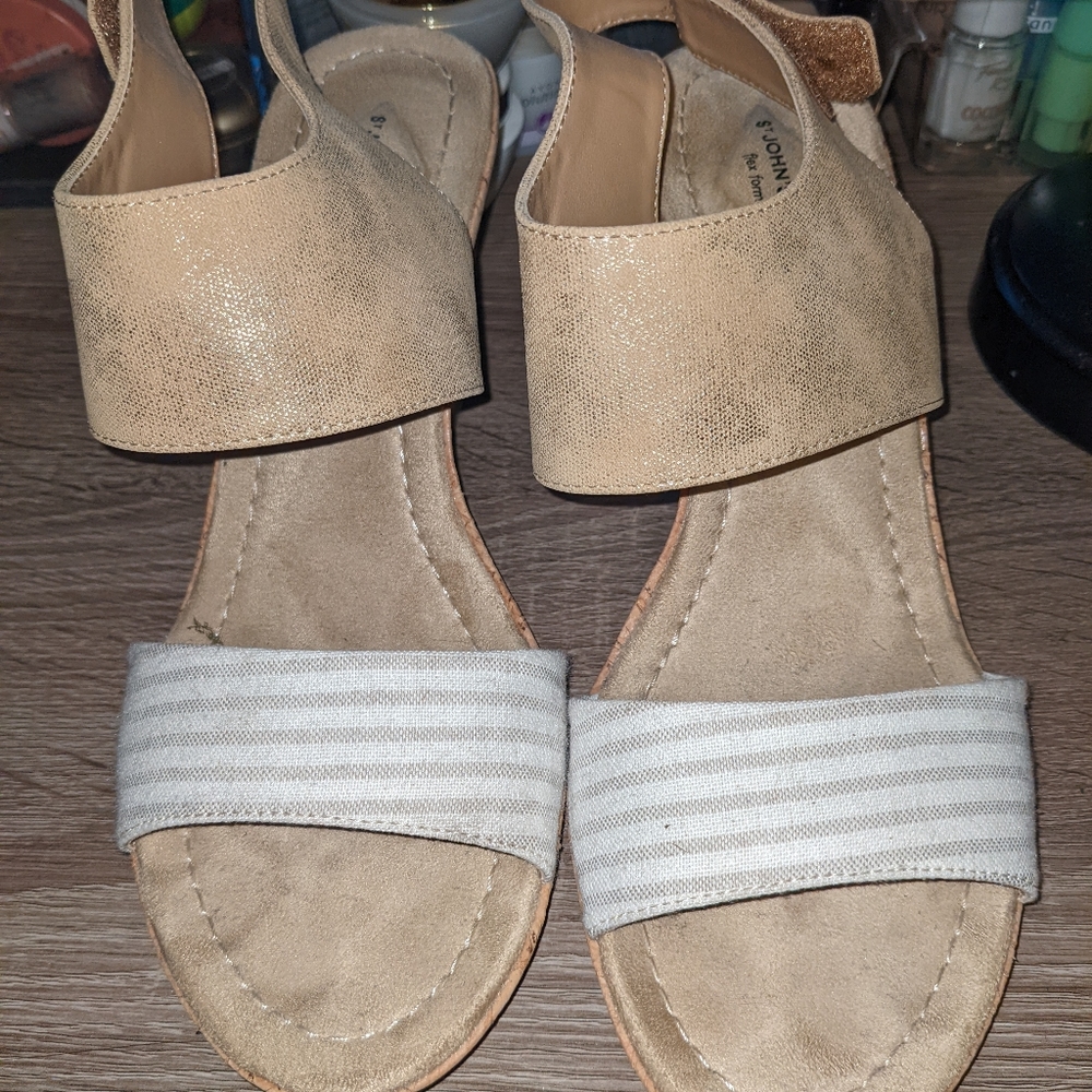 St John's Bay Nude Wedge Sandals
